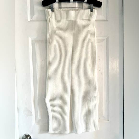 Commense Solid High Neck Split Ribbed Knit Two Pieces Skirt Set - Picture 7 of 16